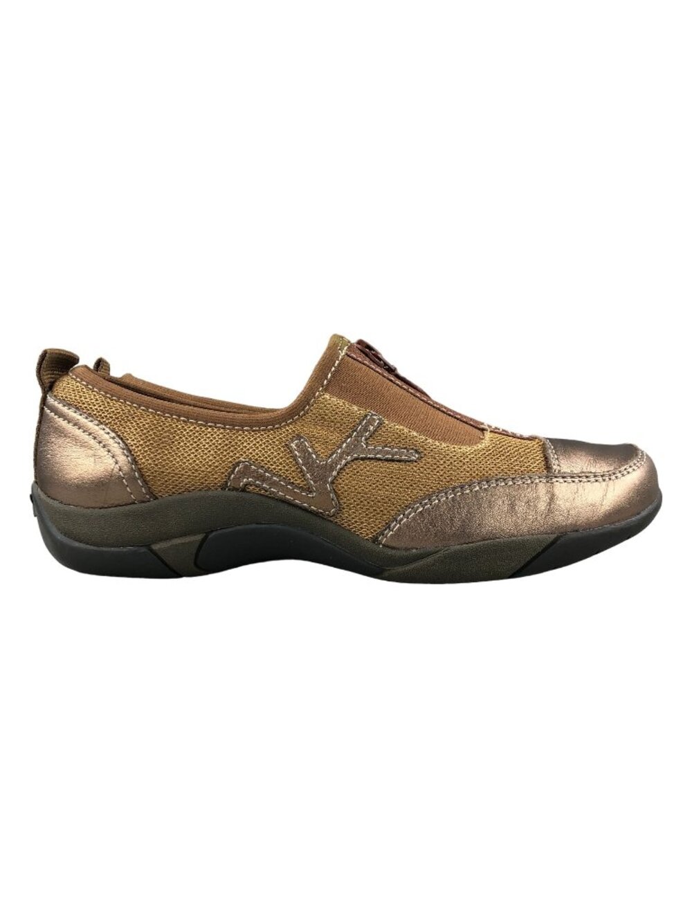 Anne Klein AK Women's Size 6M Ultima Bronze Brown Fabric Front Zip Low Top Shoes